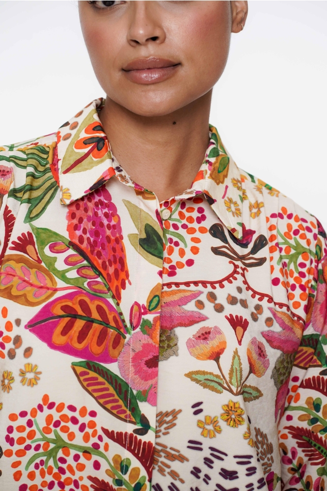 BLOUSE BOHEMISCHE PRINT 53255 20 Green/Orange